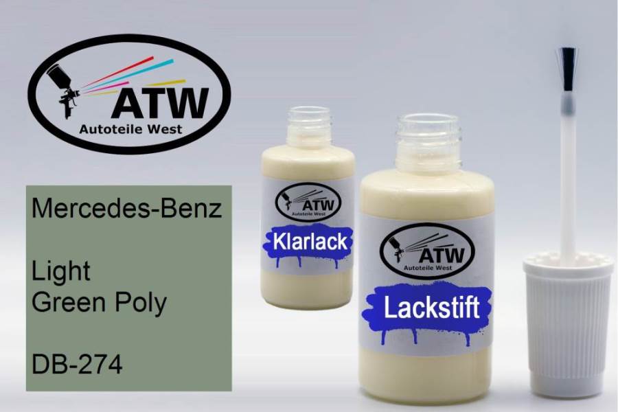 Mercedes-Benz, Light Green Poly, DB-274: 20ml Lackstift + 20ml Klarlack - Set, von ATW Autoteile West.